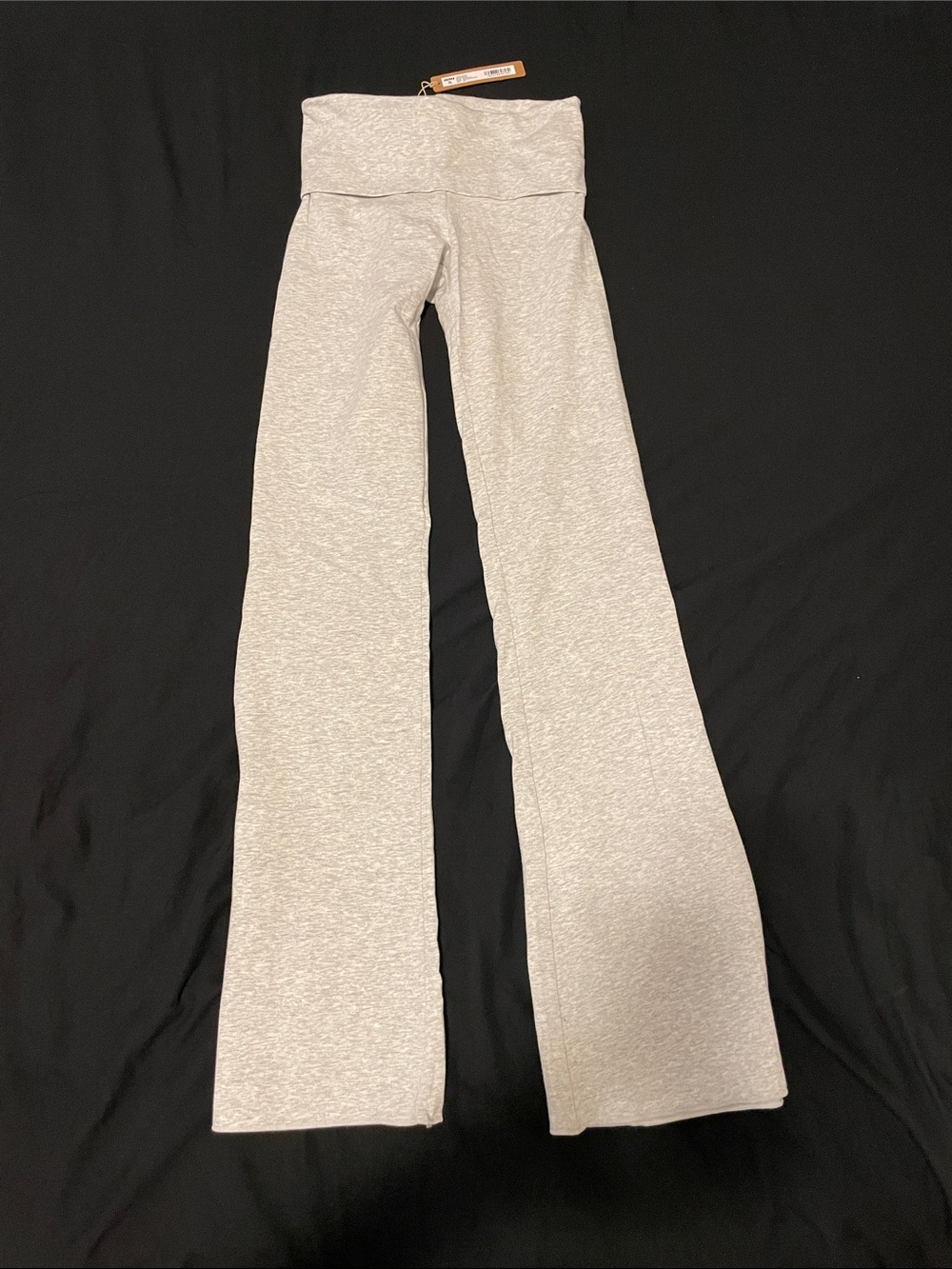 Light heather grey cotton jersey fold over pants